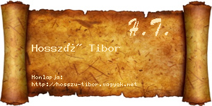 Hosszú Tibor névjegykártya